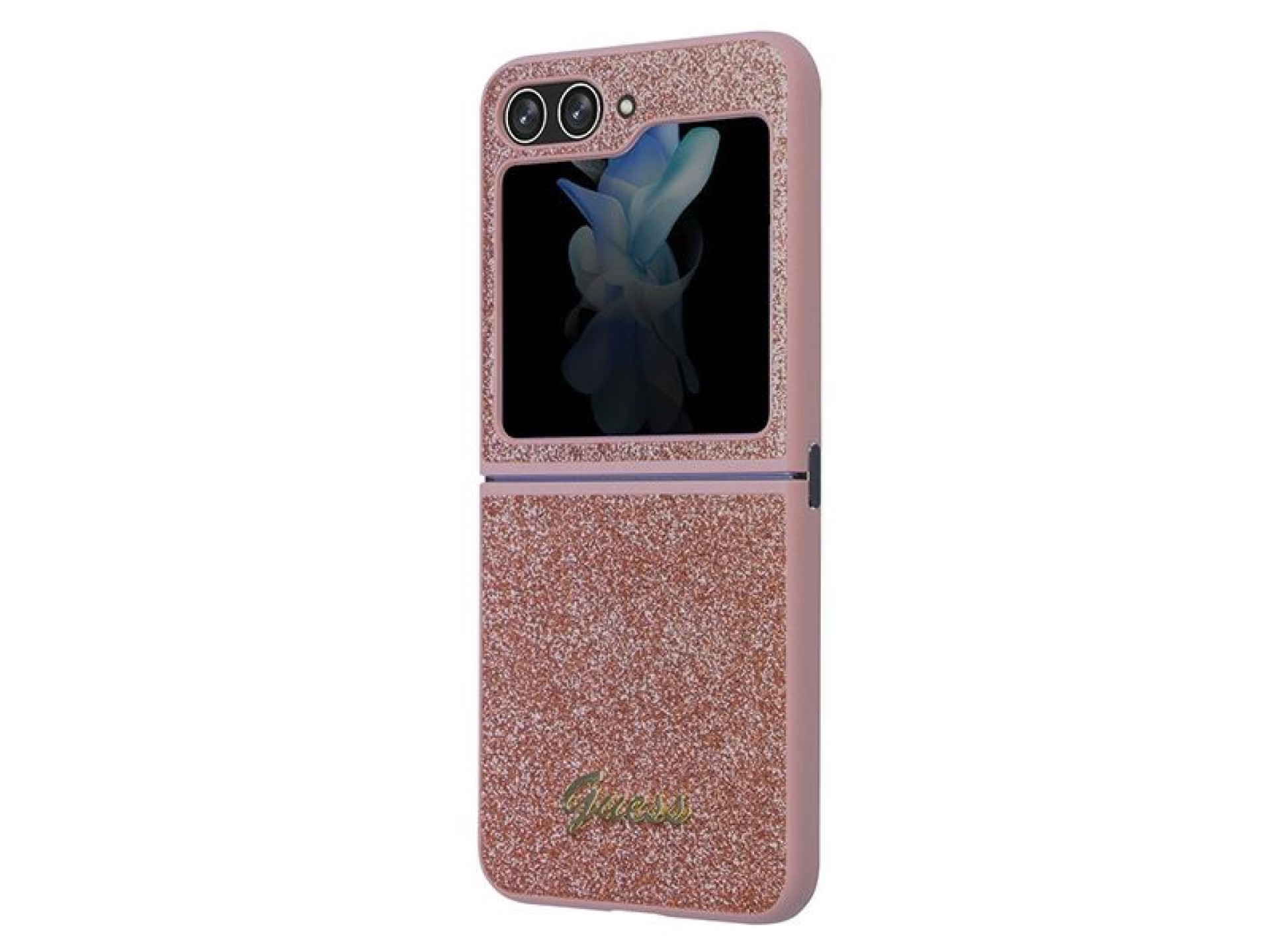 Capa Guess Glitter Script para Samsung Galaxy Z Flip 5 - rosa