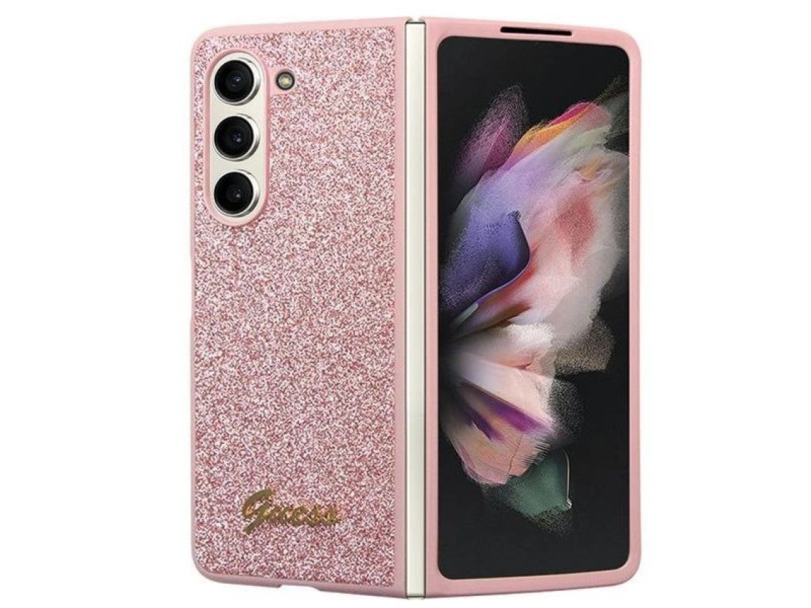 Guess Glitter Script case for Samsung Galaxy Z Fold 5 - pink