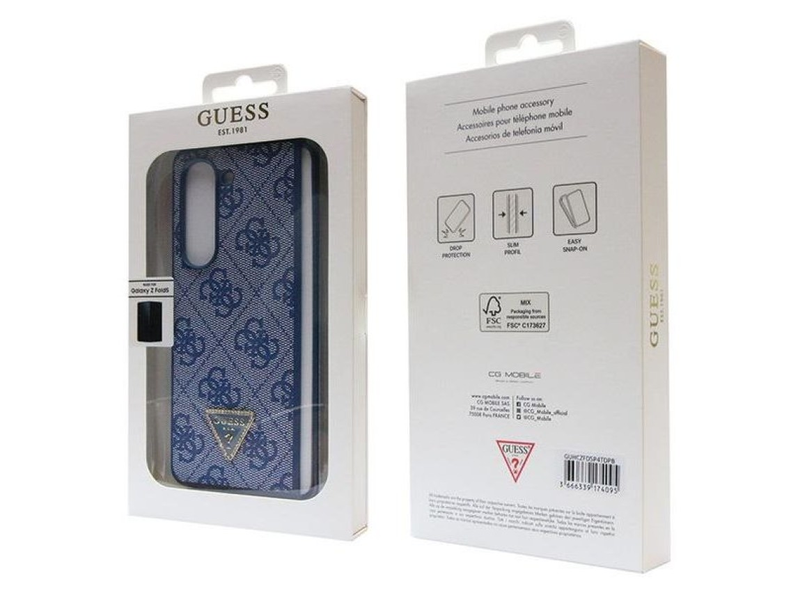 Guess 4G Triangle Strass Case for Samsung Galaxy Z Fold 5 - Blue