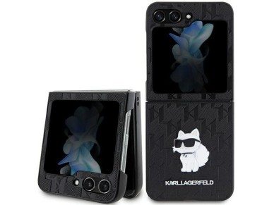 Karl Lagerfeld Saffiano Monogram Choupette Pin case for Samsung Galaxy Z Flip 5 - black Karl Lagerfeld Saffiano Monogram Choupette Pin case for Samsung Galaxy Z Flip 5 - black