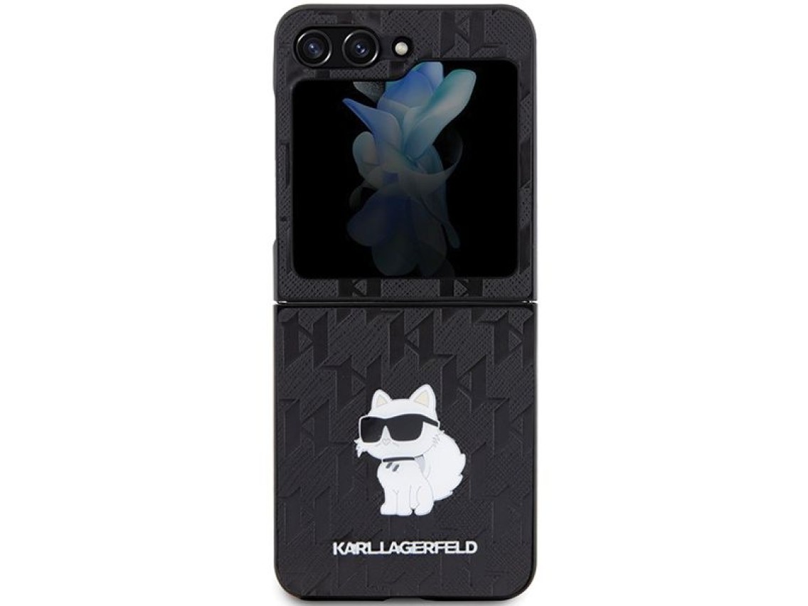 Capa Karl Lagerfeld Saffiano Monogram Choupette Pin para Samsung Galaxy Z Flip 5 - preta