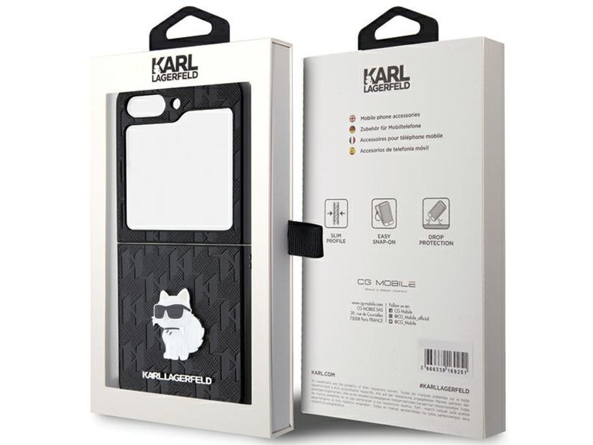 Capa Karl Lagerfeld Saffiano Monogram Choupette Pin para Samsung Galaxy Z Flip 5 - preta