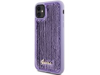 Capa metálica Guess com lantejoulas e escrita para iPhone 11/Xr - roxa Capa metálica Guess com lantejoulas e escrita para iPhone 11/Xr - roxa