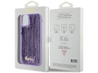 Capa metálica Guess com lantejoulas e escrita para iPhone 11/Xr - roxa Capa metálica Guess com lantejoulas e escrita para iPhone 11/Xr - roxa