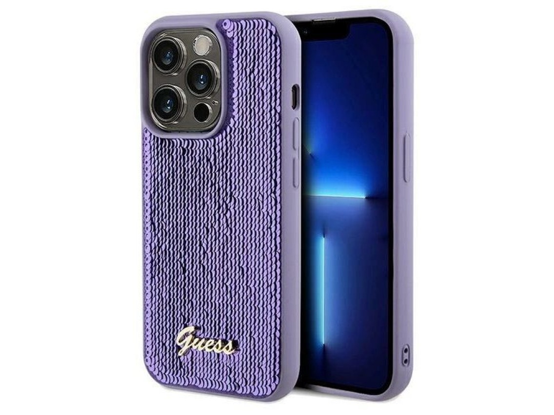 Guess Sequin Script Metal case for iPhone 13 Pro / 13 - purple