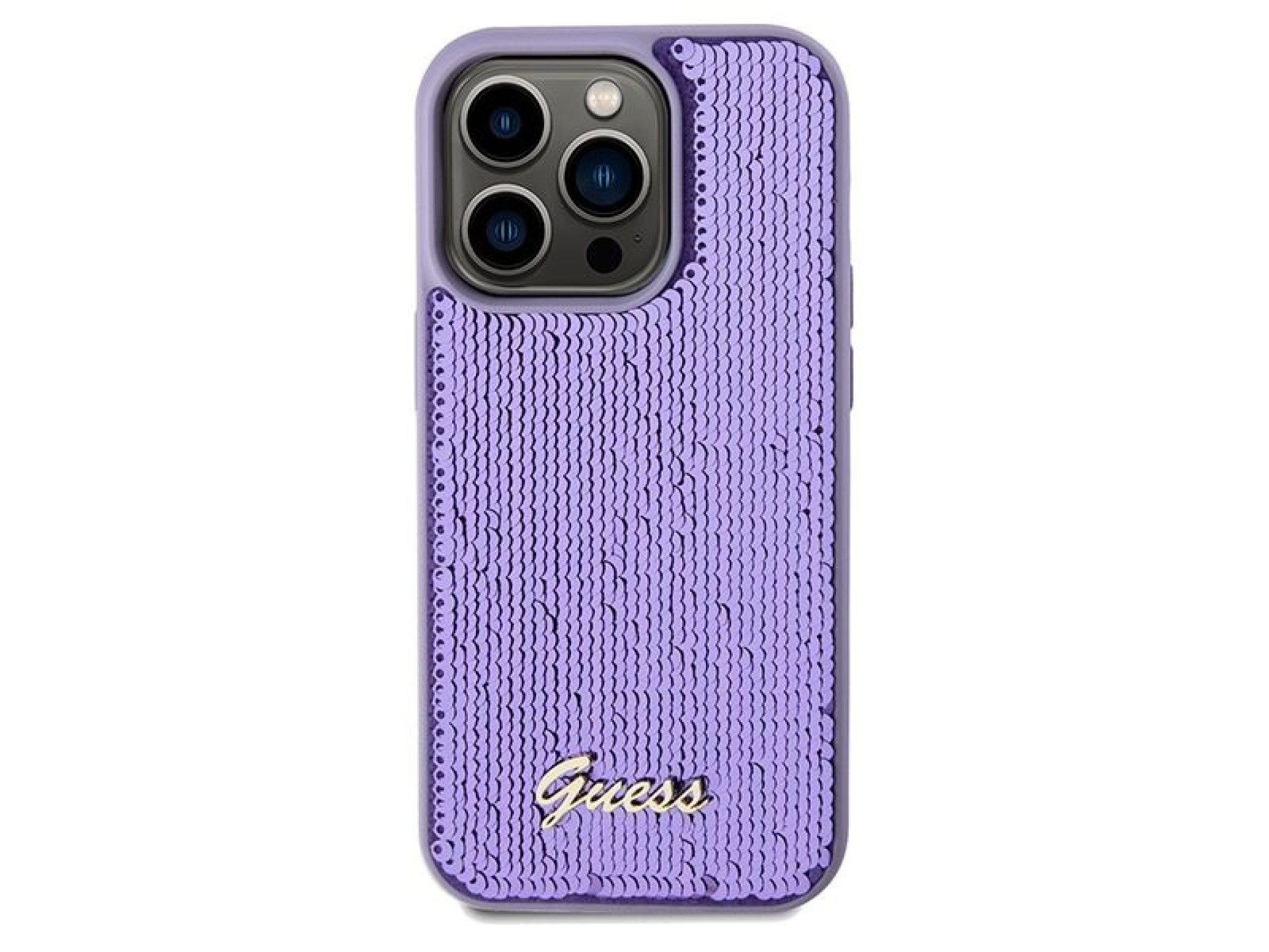 Guess Sequin Script Metal case for iPhone 14 Pro Max - purple