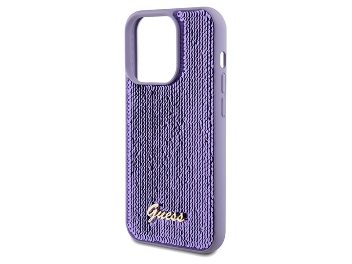 Guess Sequin Script Metal case for iPhone 14 Pro Max - purple