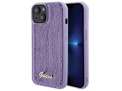 Guess Sequin Script Metal case for iPhone 15 - purple Guess Sequin Script Metal case for iPhone 15 - purple
