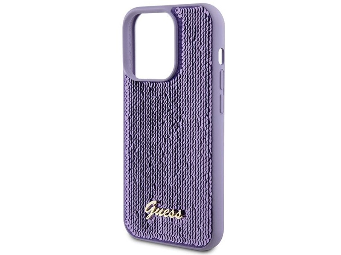 Guess Sequin Script Metal case for iPhone 15 Pro - purple