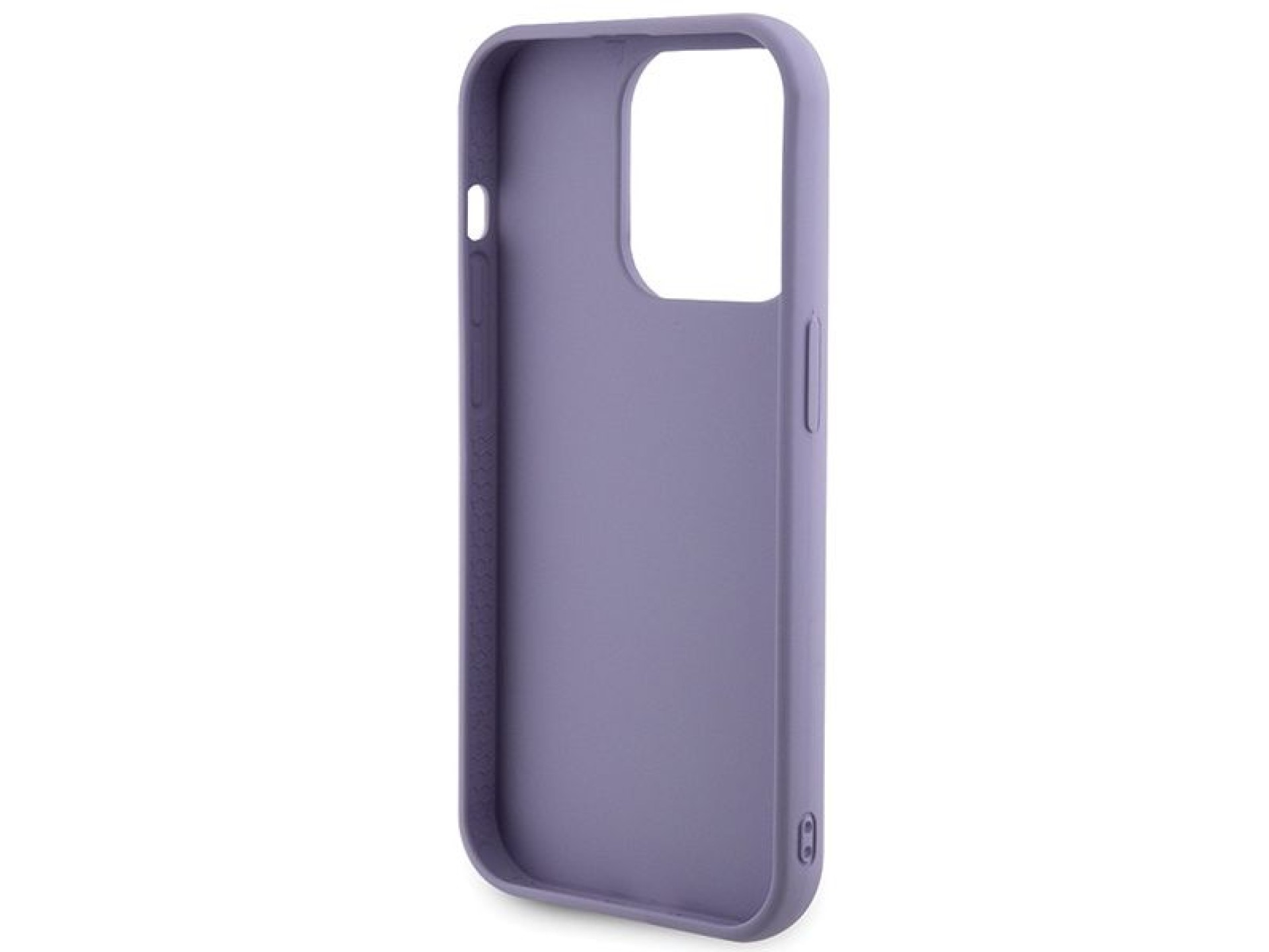 Capa metálica Guess com lantejoulas e escrita para iPhone 15 Pro Max - roxa