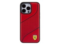Funda Ferrari con logotipo metálico perforado de ondas para iPhone 15 Pro - roja Funda Ferrari con logotipo metálico perforado de ondas para iPhone 15 Pro - roja