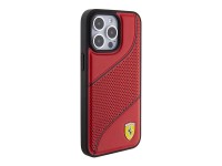 Funda Ferrari con logotipo metálico perforado de ondas para iPhone 15 Pro - roja Funda Ferrari con logotipo metálico perforado de ondas para iPhone 15 Pro - roja