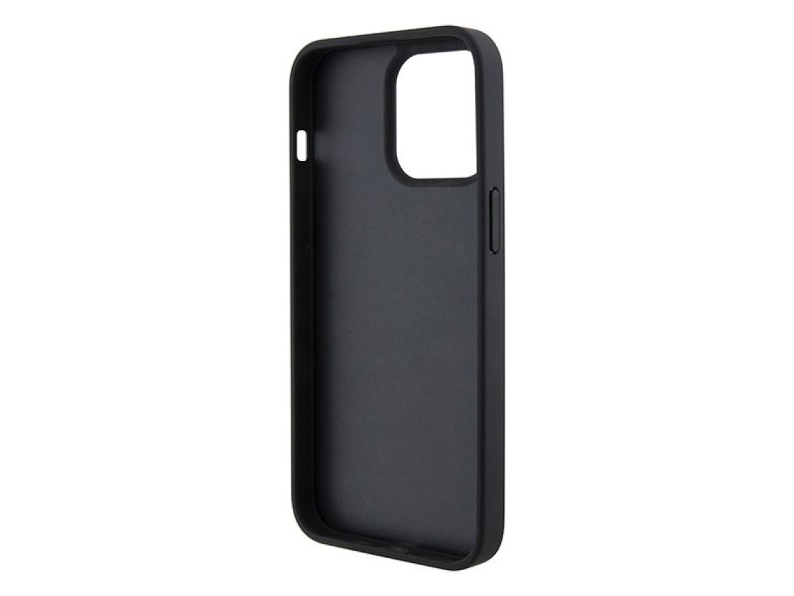 Funda Ferrari con logotipo metálico perforado de ondas para iPhone 15 Pro - roja