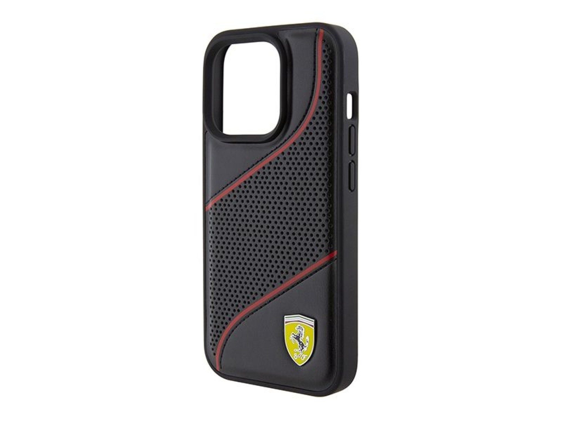 Ferrari Perforated Waves Metal Logo case for iPhone 15 Pro - black