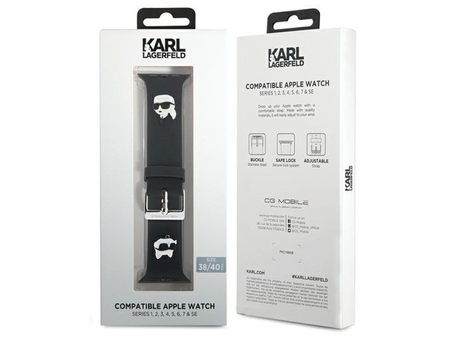 Karl Lagerfeld 3D Rubber Karl&Choupette Heads strap for Apple Watch 38/40/41mm - black