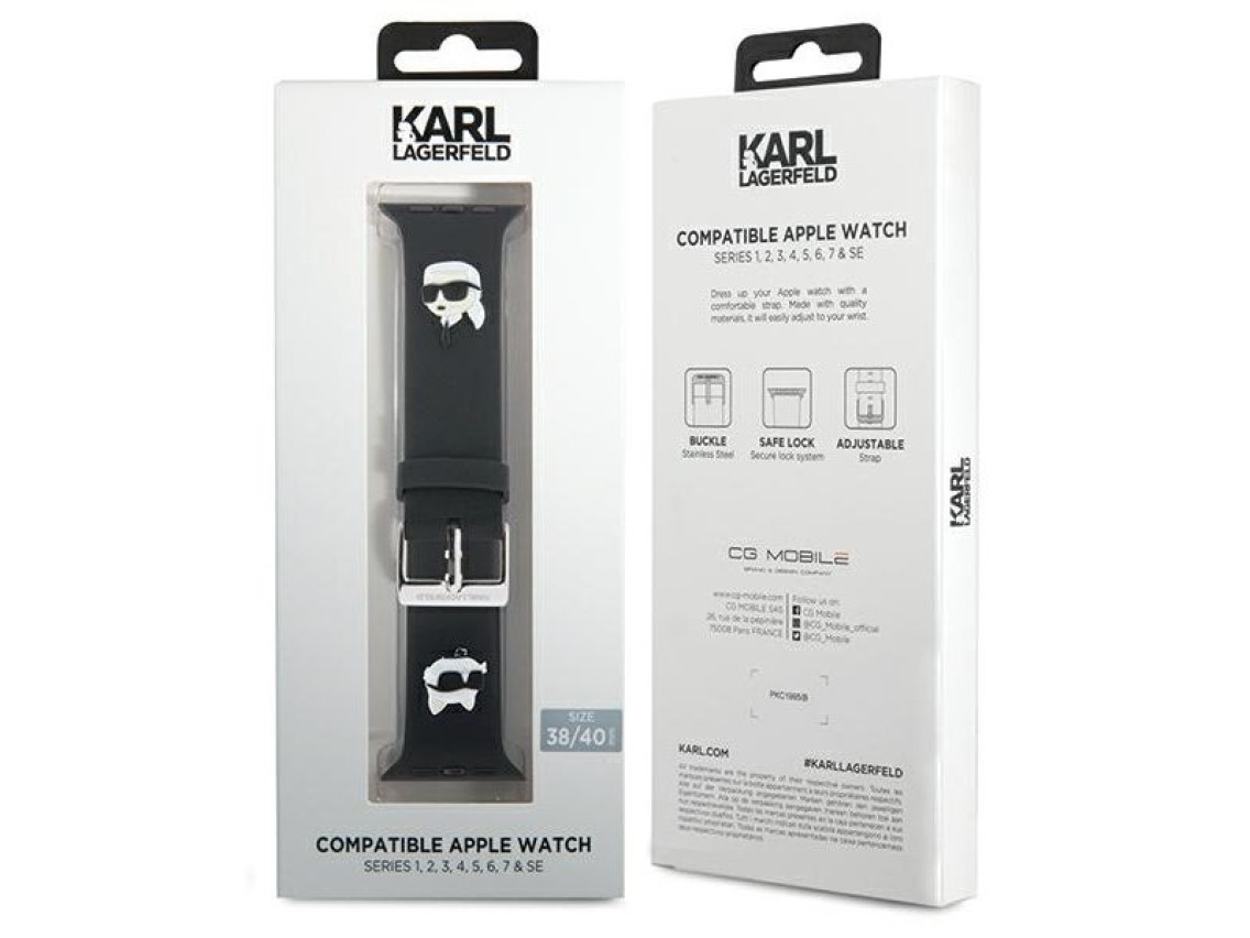 Karl Lagerfeld 3D Rubber Karl&Choupette Heads strap for Apple Watch 38/40/41mm - black