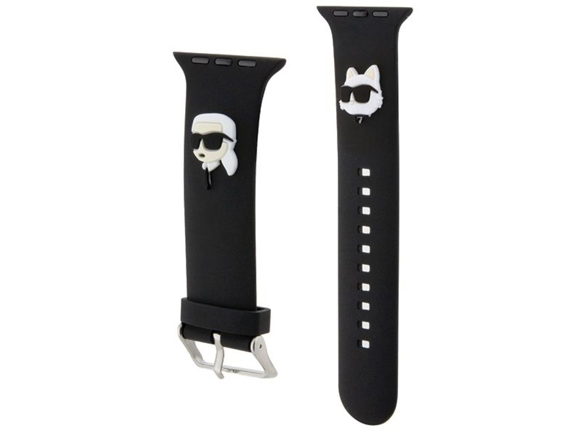 Pulseira Karl Lagerfeld 3D em borracha com as cabeças de Karl e Choupette para Apple Watch 42/44/45/