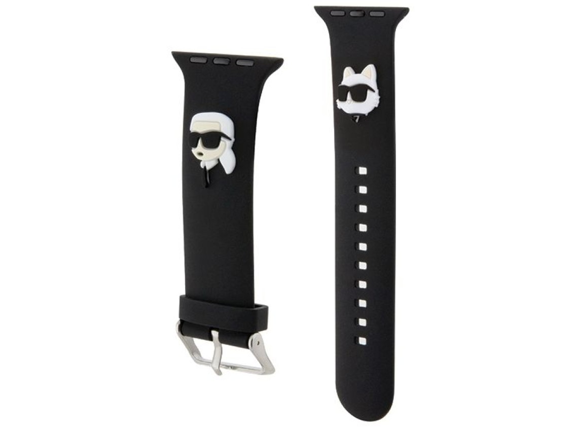 Pulseira Karl Lagerfeld 3D em borracha com as cabeças de Karl e Choupette para Apple Watch 42/44/45/