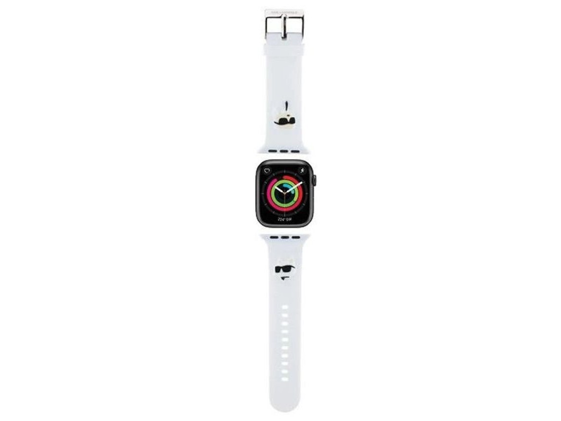Correa de goma 3D Karl&Choupette Heads de Karl Lagerfeld para Apple Watch de 38/40/41 mm - blanca