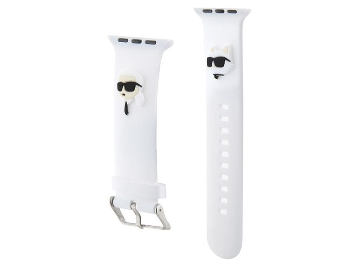 Correa de goma 3D Karl&Choupette Heads de Karl Lagerfeld para Apple Watch de 38/40/41 mm - blanca