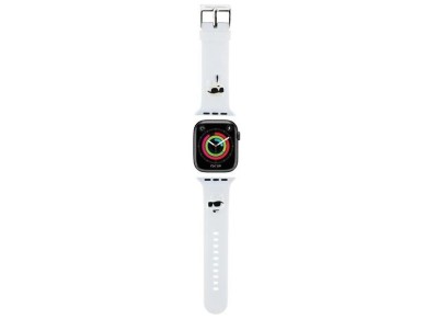 Correa de goma 3D Karl&Choupette Heads de Karl Lagerfeld para Apple Watch de 42/44/45/49 mm - blanca Correa de goma 3D Karl&Choupette Heads de Karl Lagerfeld para Apple Watch de 42/44/45/49 mm - blanca