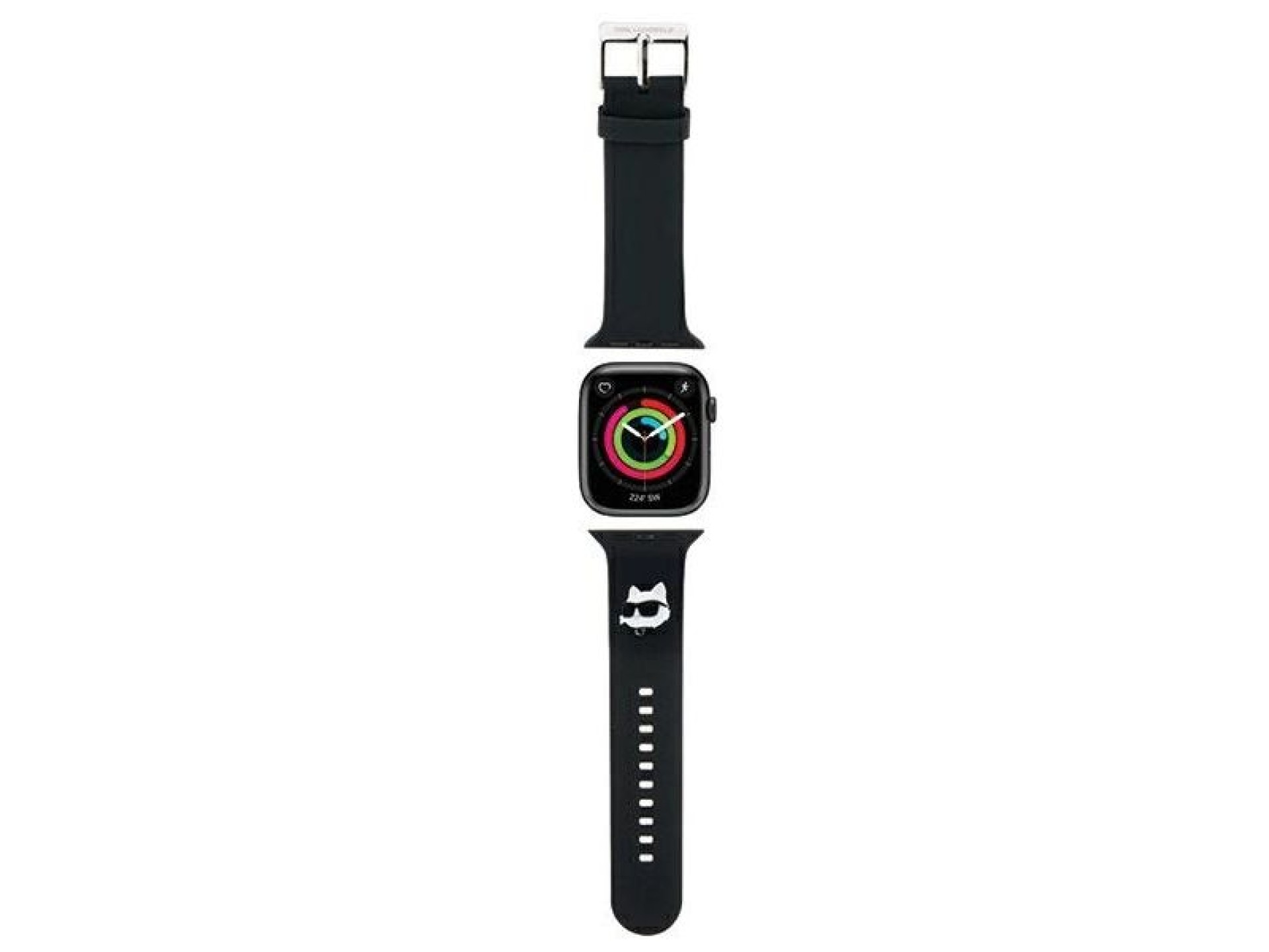 Correa Karl Lagerfeld 3D de goma con cabezas de choupette para Apple Watch de 38/40/41 mm - Negra