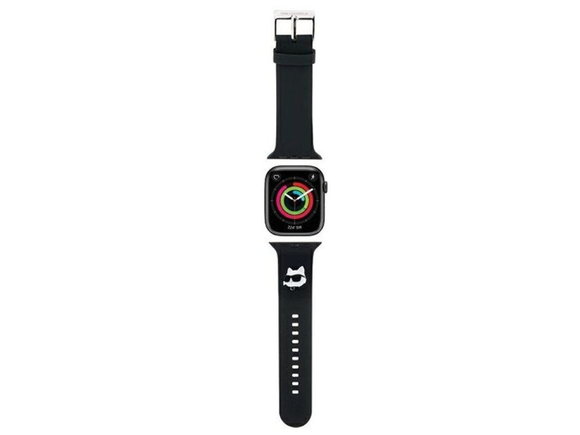 Correa Karl Lagerfeld 3D de goma con cabezas de choupette para Apple Watch de 38/40/41 mm - Negra