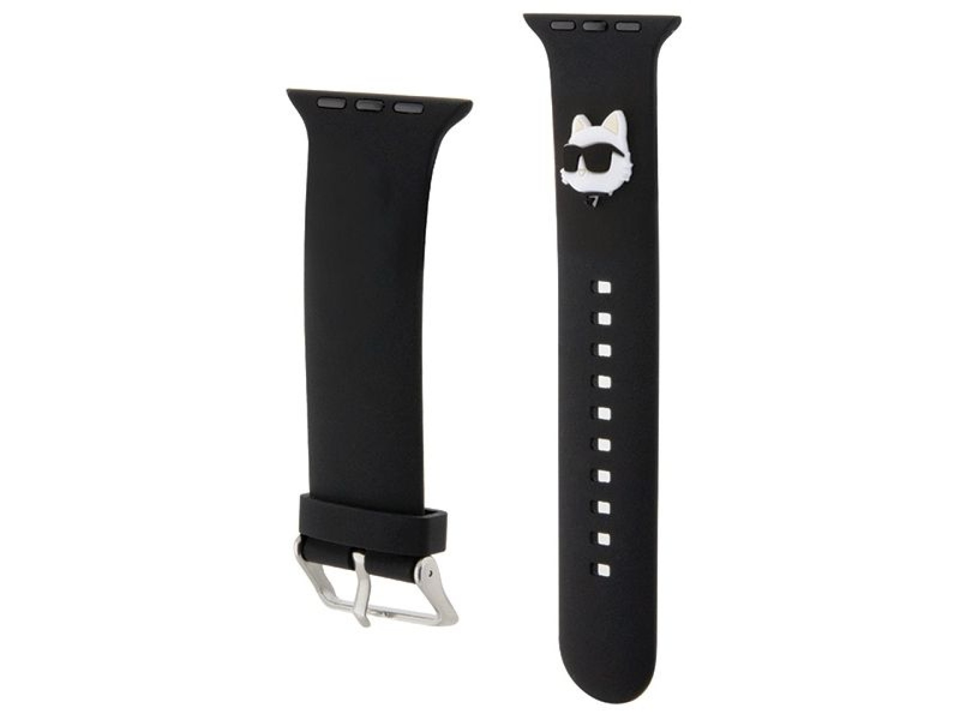 Correa Karl Lagerfeld 3D de goma con cabezas de choupette para Apple Watch de 38/40/41 mm - Negra