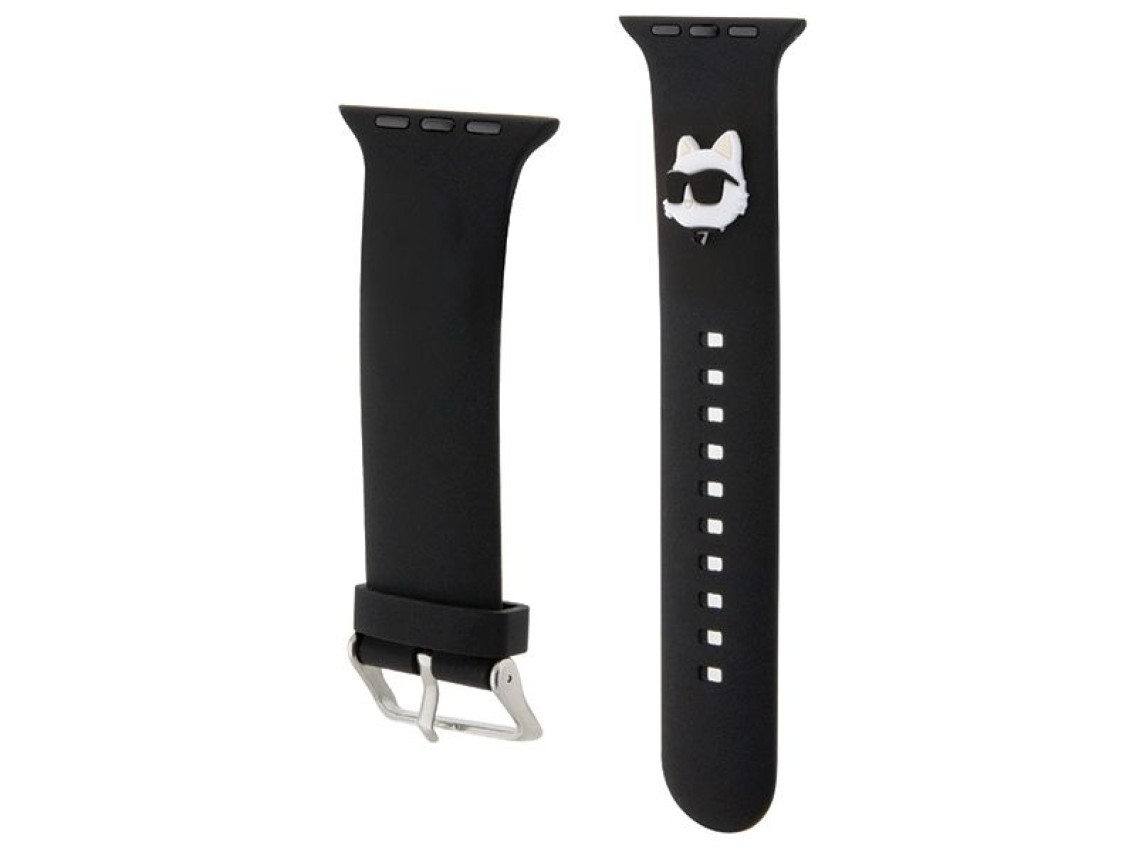 Correa Karl Lagerfeld 3D de goma con cabezas de choupette para Apple Watch de 38/40/41 mm - Negra