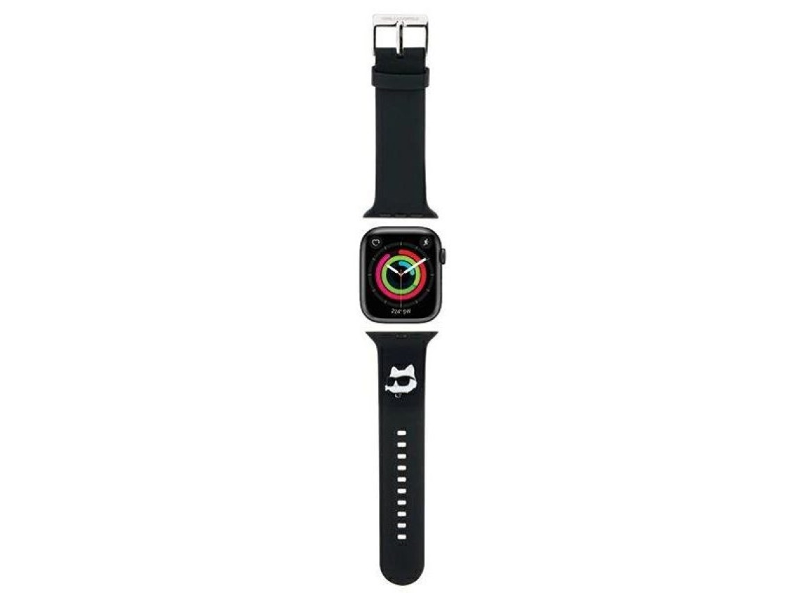 Pulseira de borracha 3D Choupette de Karl Lagerfeld para Apple Watch 42/44/45/49mm - Preta