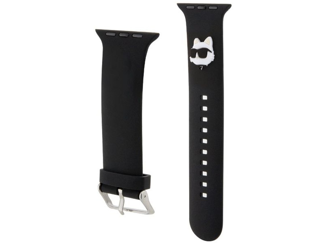 Pulseira de borracha 3D Choupette de Karl Lagerfeld para Apple Watch 42/44/45/49mm - Preta