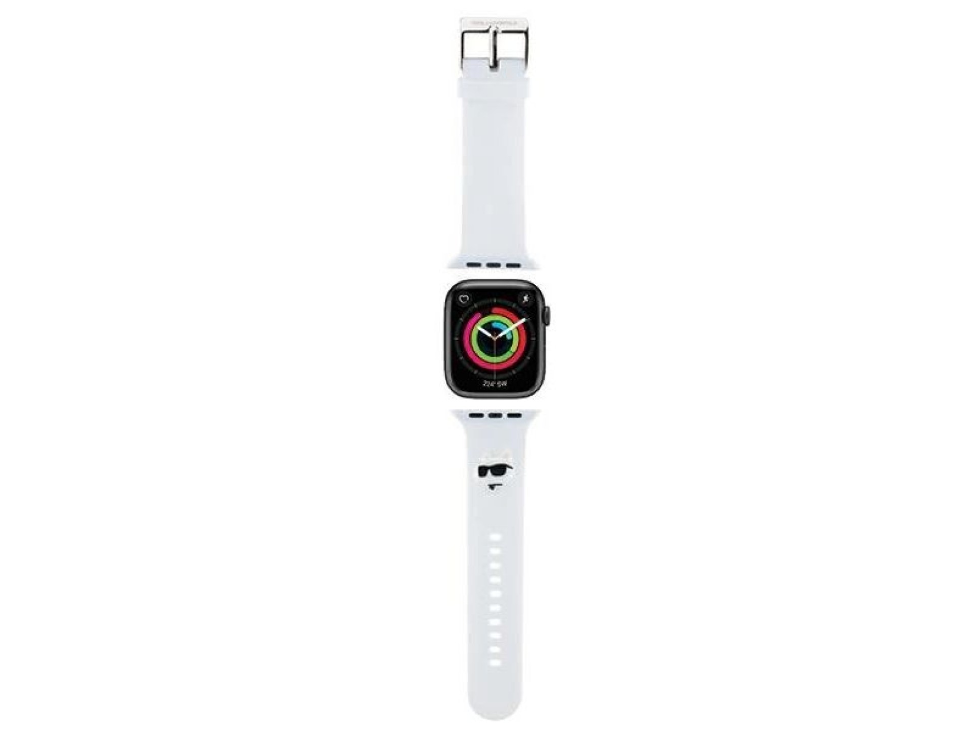Correa Karl Lagerfeld 3D de goma con cabezas de choupette para Apple Watch de 38/40/41 mm - Blanca