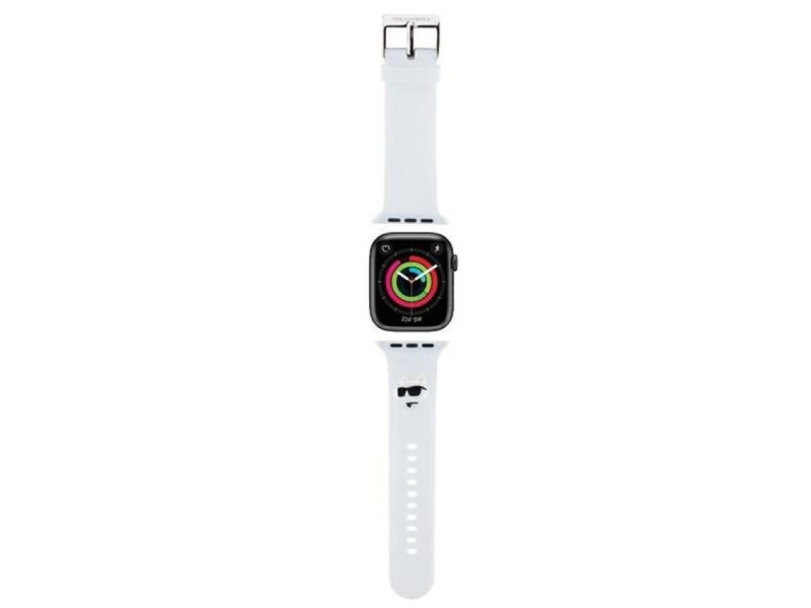 Correa Karl Lagerfeld 3D de goma con cabezas de choupette para Apple Watch de 38/40/41 mm - Blanca