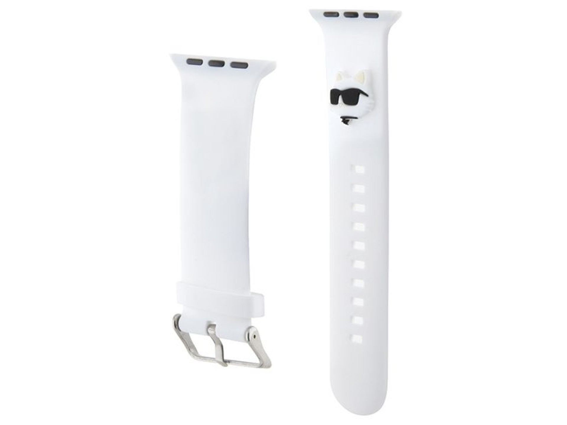 Correa Karl Lagerfeld 3D de goma con cabezas de choupette para Apple Watch de 38/40/41 mm - Blanca