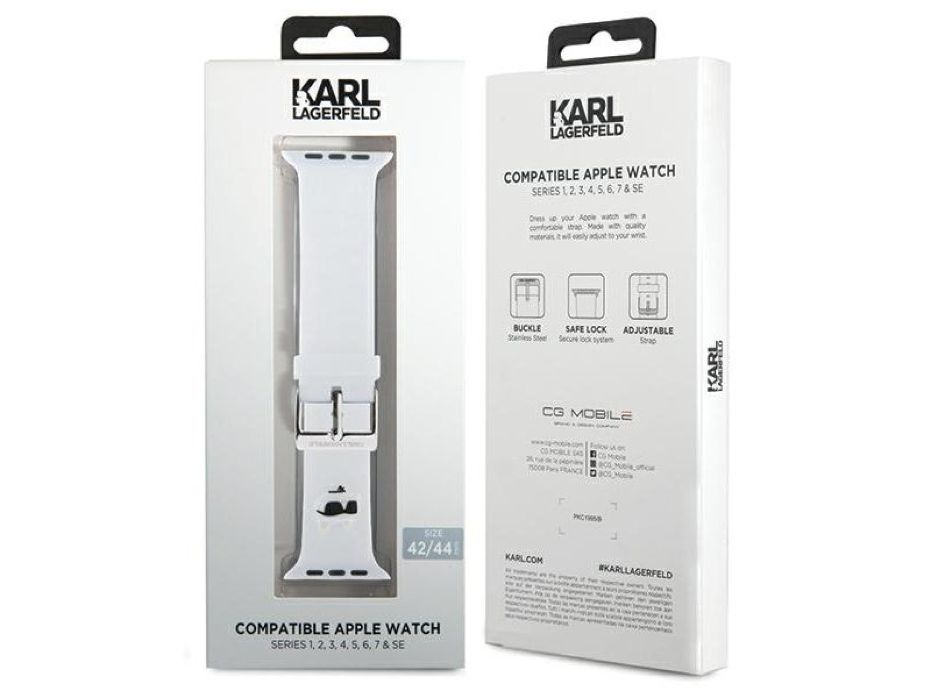 Karl Lagerfeld 3D Rubber Choupette Head Strap for Apple Watch 42/44/45/49mm - White