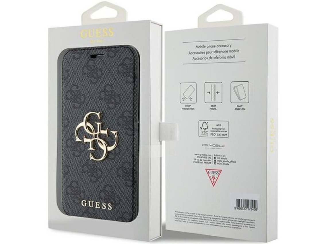 Guess 4G Metal Logo case for iPhone 15 Pro - gray