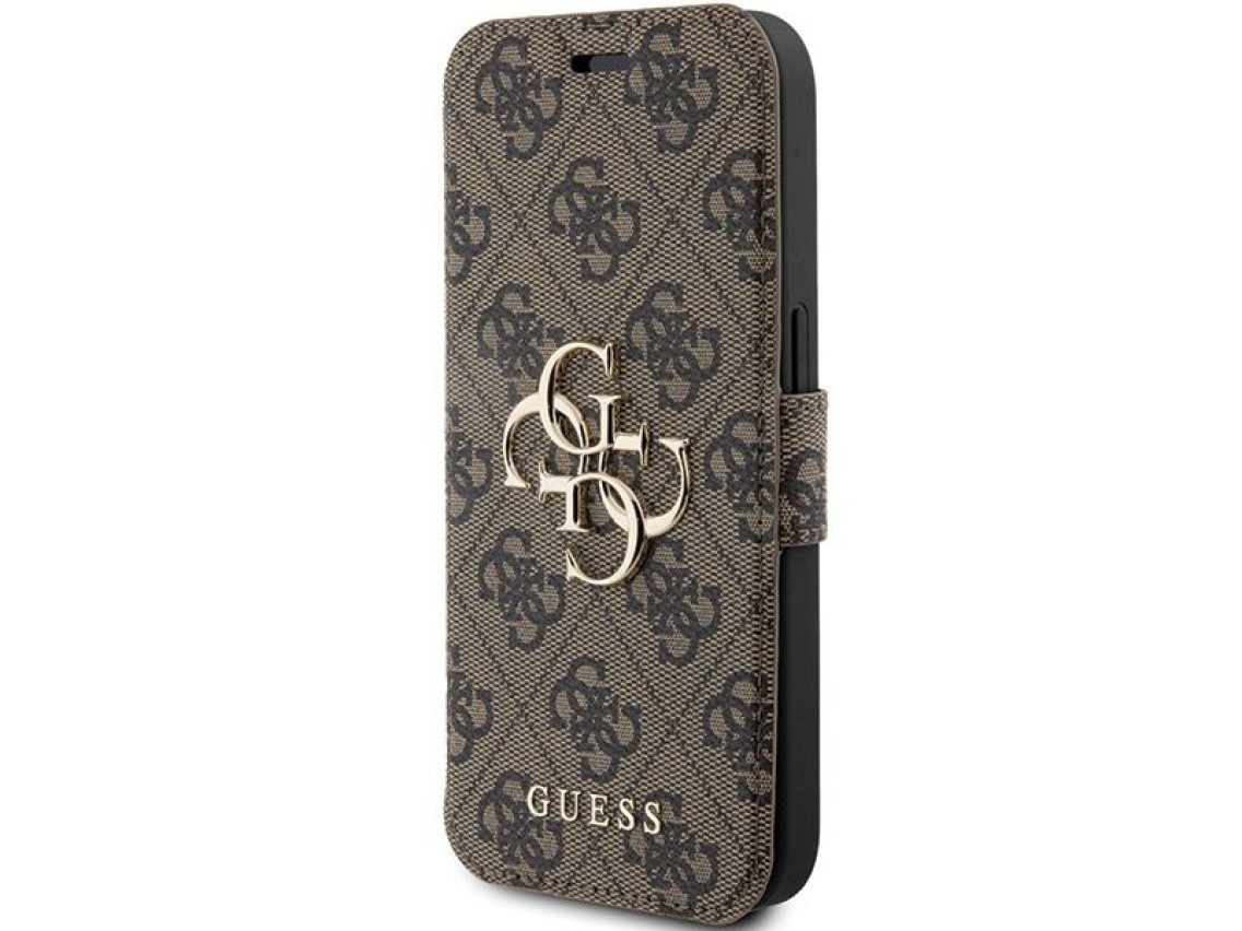 Capa Guess 4G com logo metálico para iPhone 15 Pro - marrom