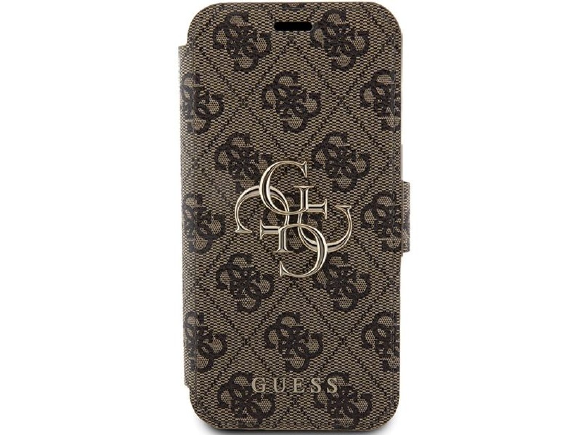 Capa Guess 4G com logo metálico para iPhone 15 Pro - marrom