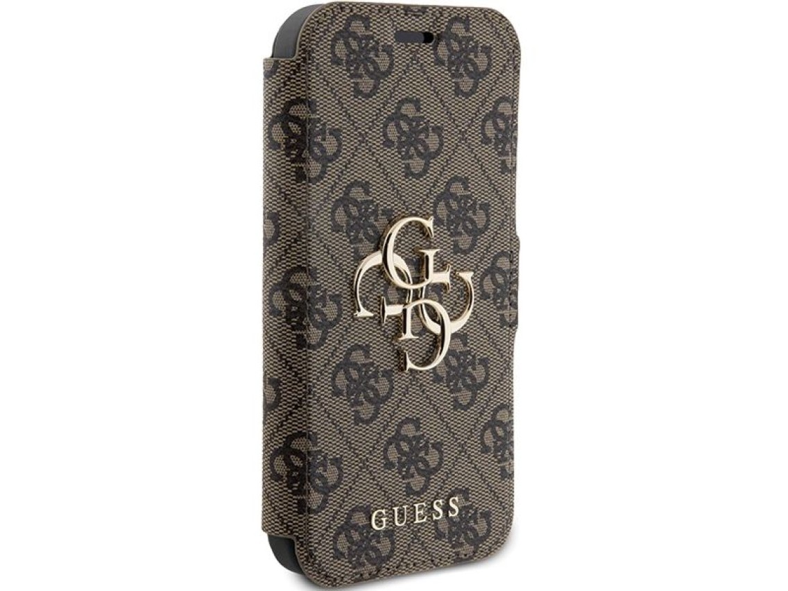 Capa Guess 4G com logo metálico para iPhone 15 Pro - marrom