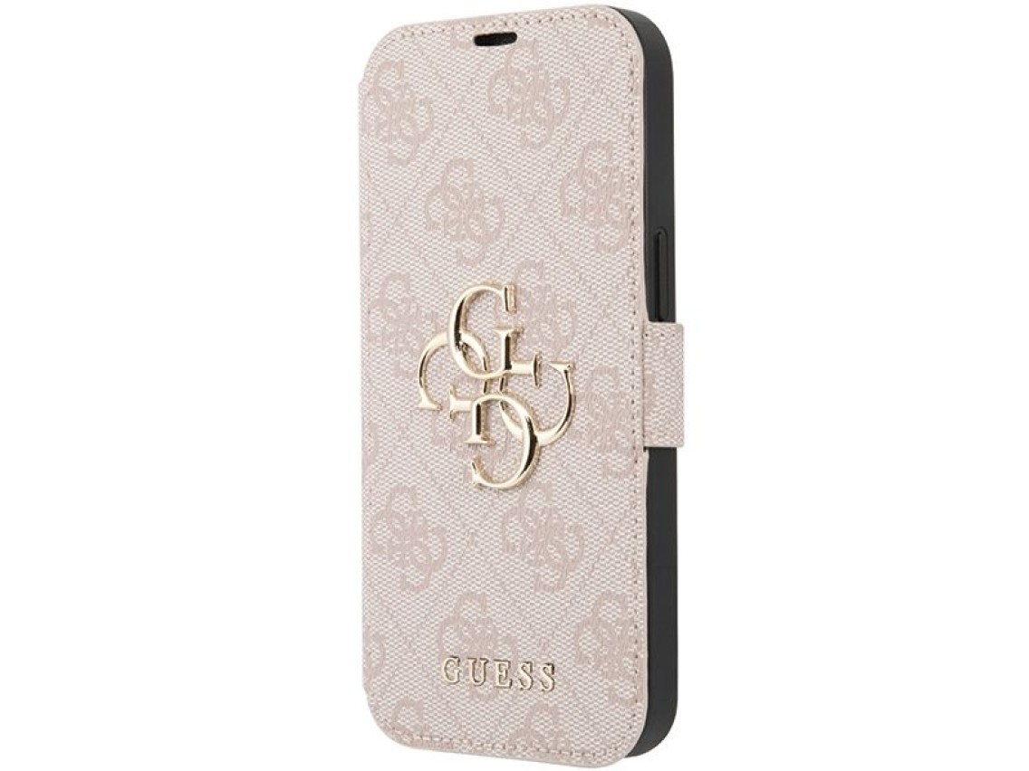Capa Guess 4G com logo metálico para iPhone 15/14/13 - rosa