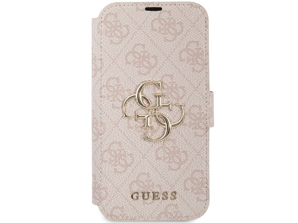 Capa Guess 4G com logo metálico para iPhone 15/14/13 - rosa