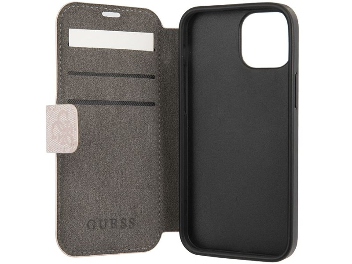 Capa Guess 4G com logo metálico para iPhone 15/14/13 - rosa