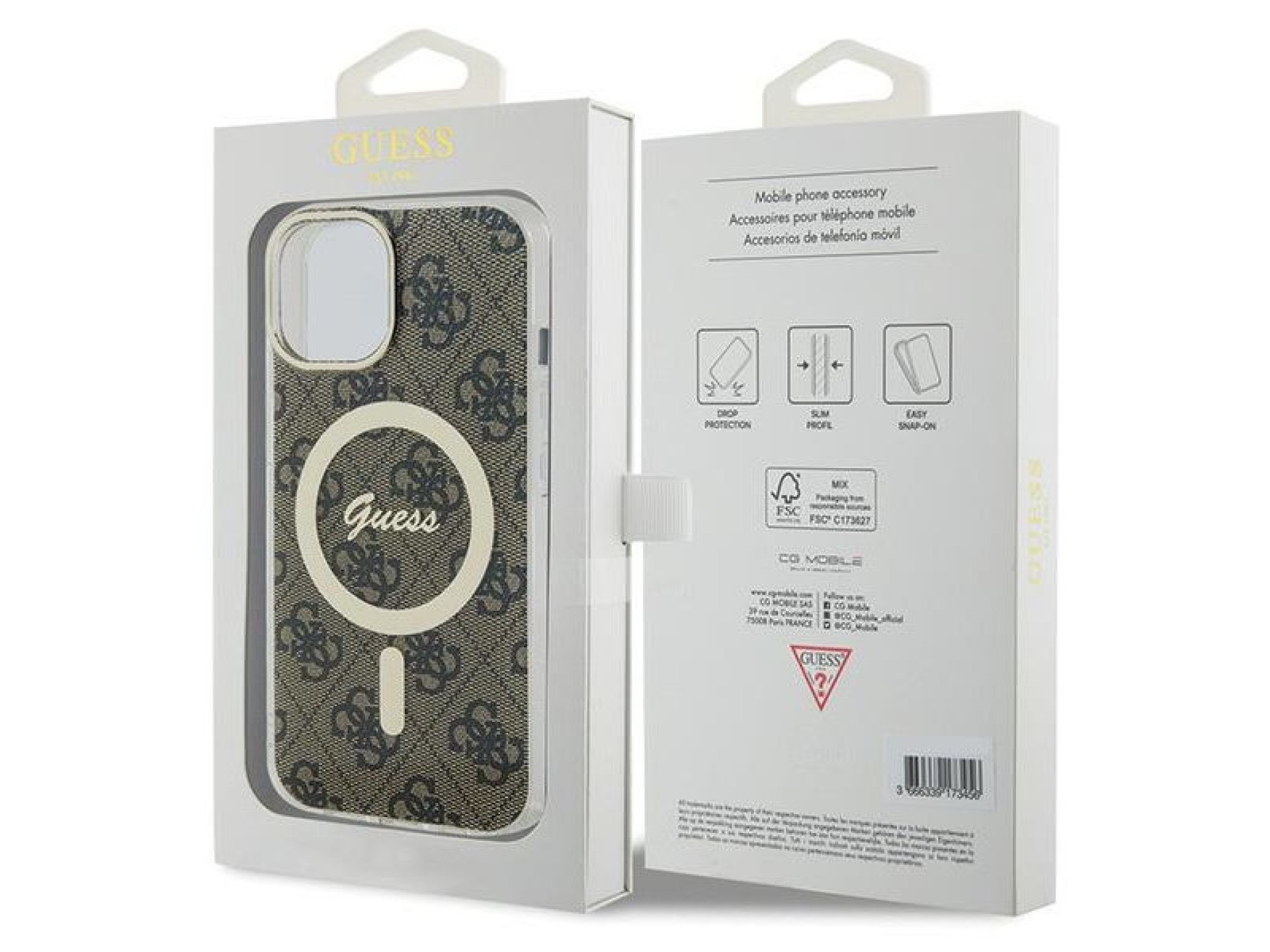 Capa Guess IML 4G MagSafe para iPhone 15 - marrom