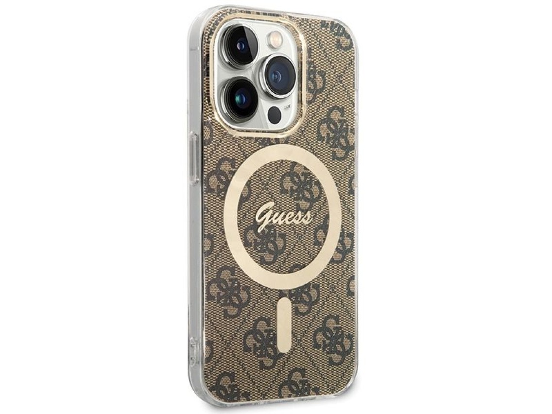 Funda Guess IML 4G MagSafe para iPhone 15 Pro - marrón