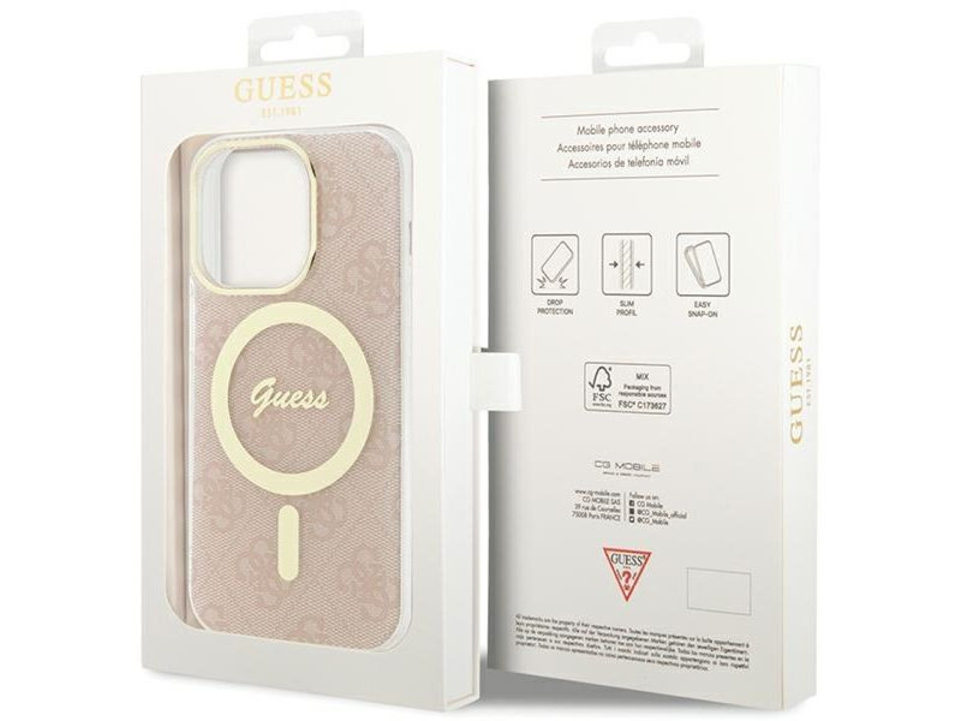 Funda Guess IML 4G MagSafe para iPhone 15 Pro - rosa