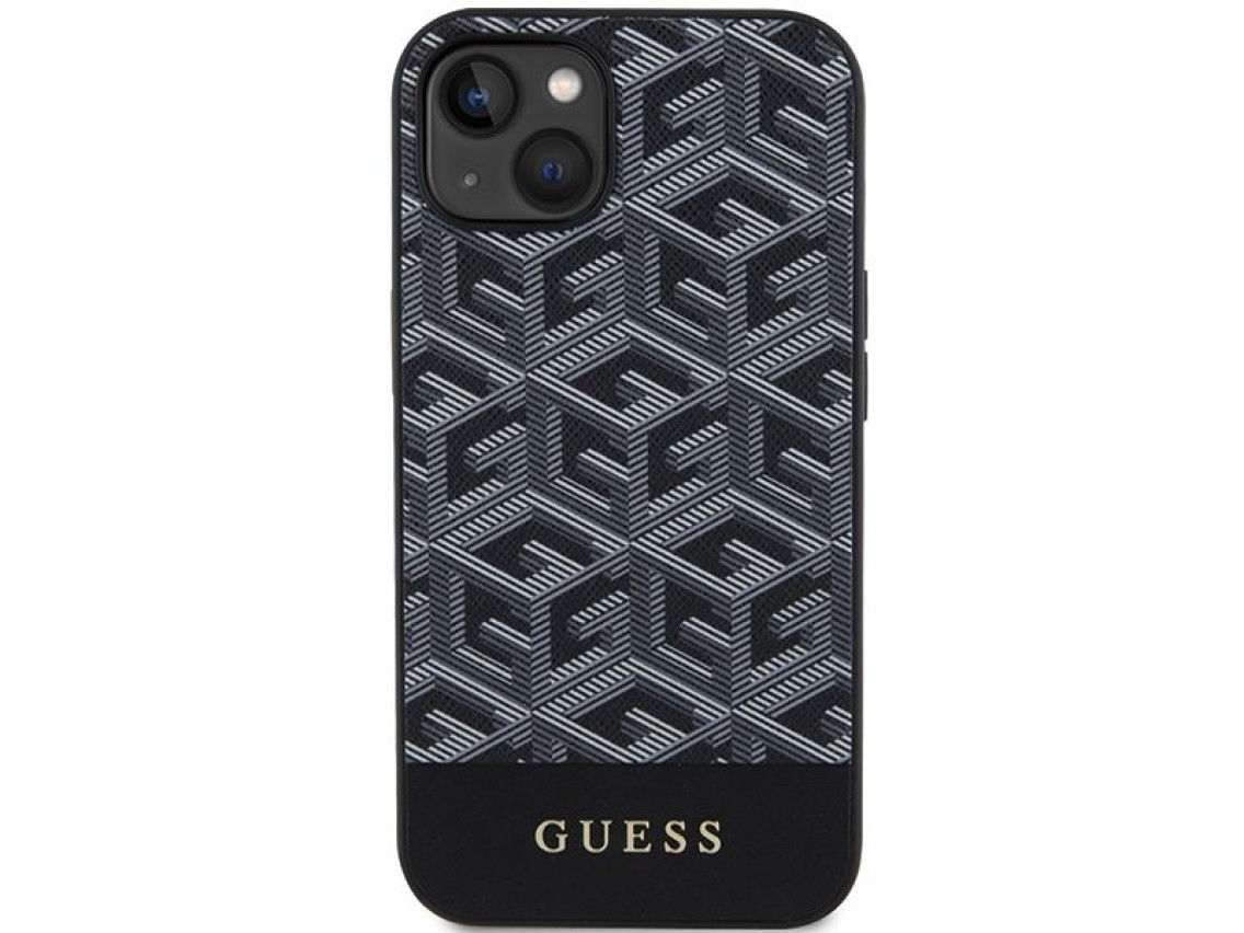 Funda Guess GCube Stripes MagSafe para iPhone 15 / 14 / 13 - negra