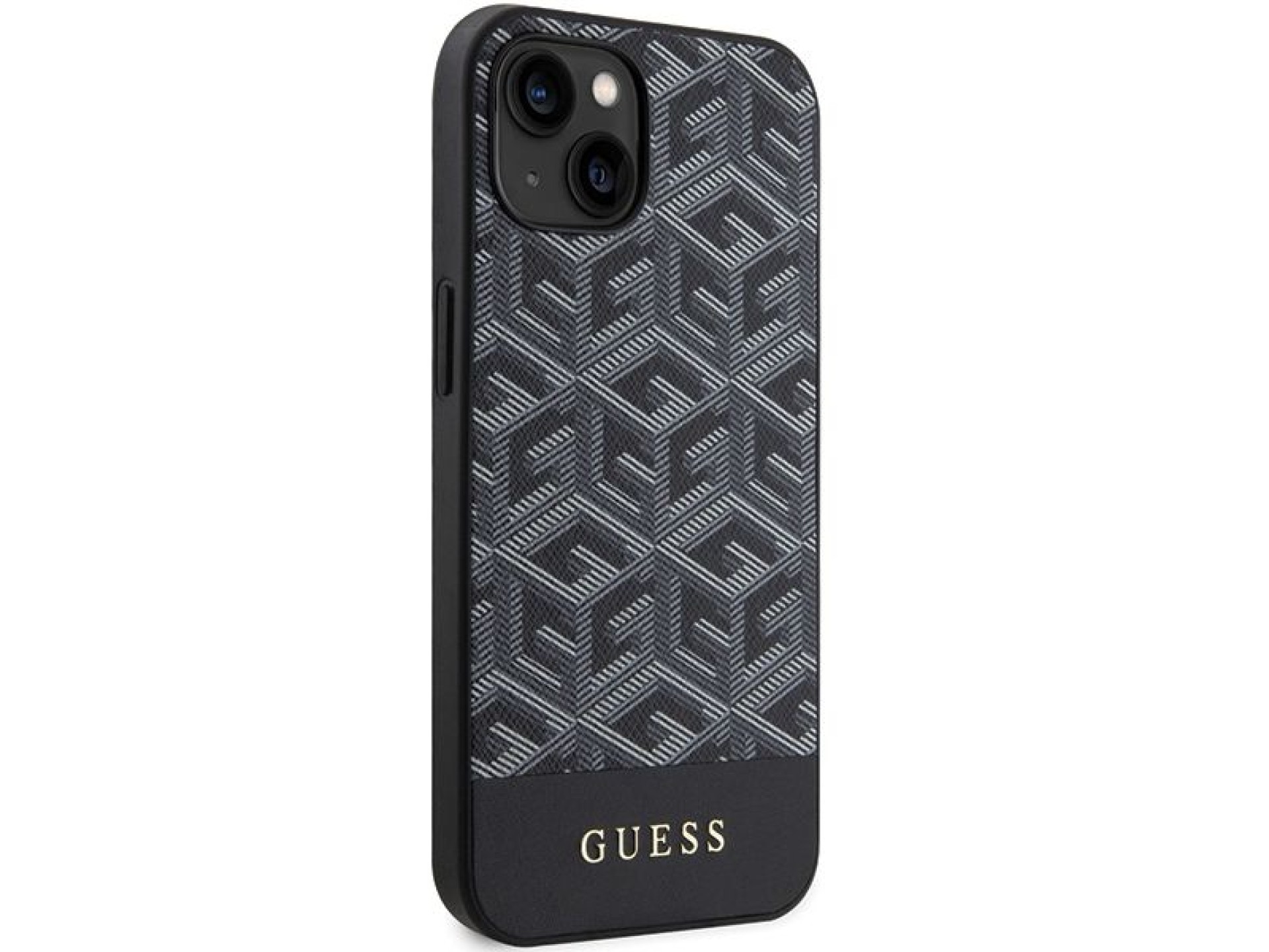 Funda Guess GCube Stripes MagSafe para iPhone 15 / 14 / 13 - negra