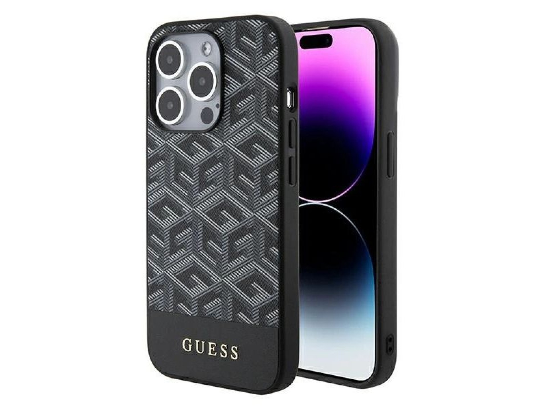 Guess GCube Stripes MagSafe case for iPhone 15 Pro Max - black