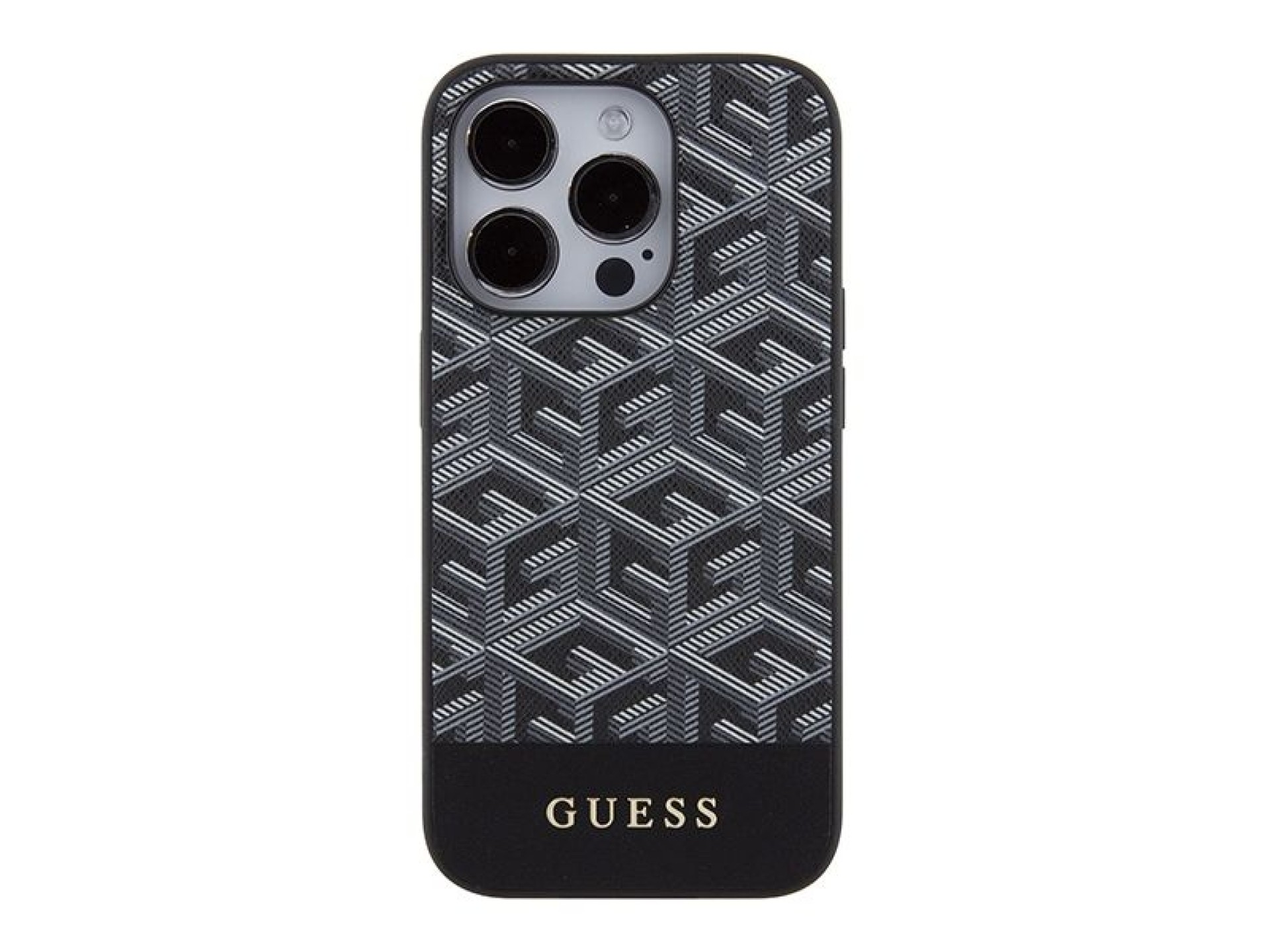 Guess GCube Stripes MagSafe case for iPhone 15 Pro Max - black