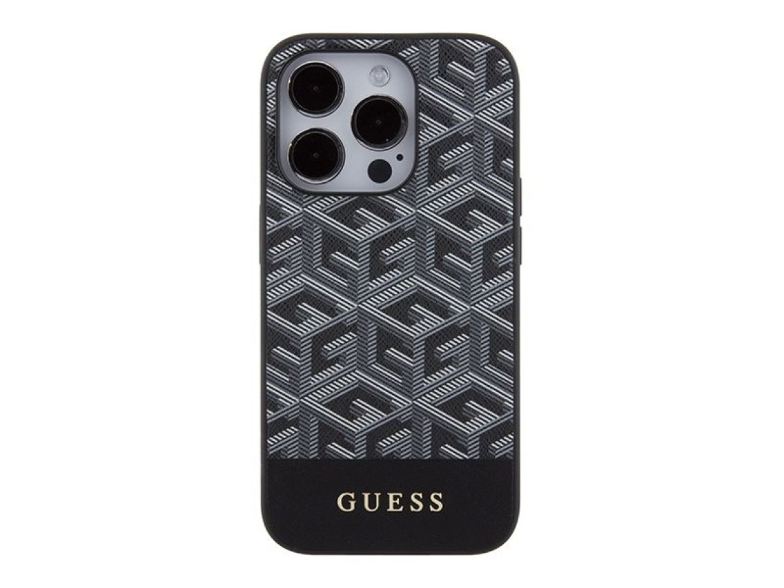 Guess GCube Stripes MagSafe case for iPhone 15 Pro Max - black